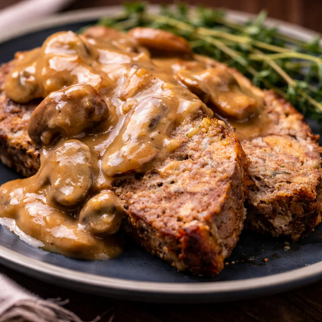 Delicious Southern Meatloaf topped with rich brown gravy, perfect comfort food.